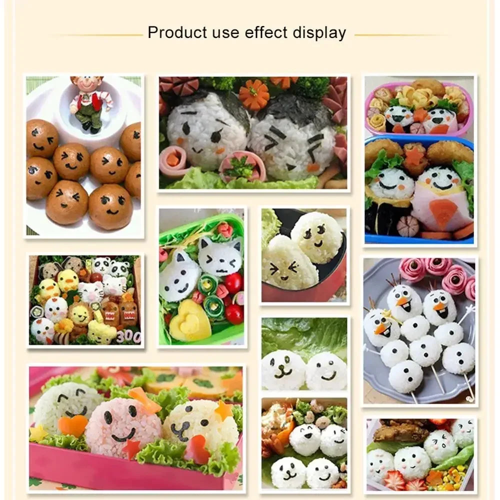 DIY Rice Ball Molds Seaweed Nori Punch Cutter Smile Face Cartoon Rice Ball Onigiri Mould Embossing Device Sushi Mold Bento Decor Qme