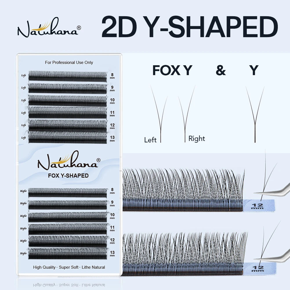 NATUHANA 2D Y Lashes Premade Volume Fans Eyelash Extensions C D L LU Qme