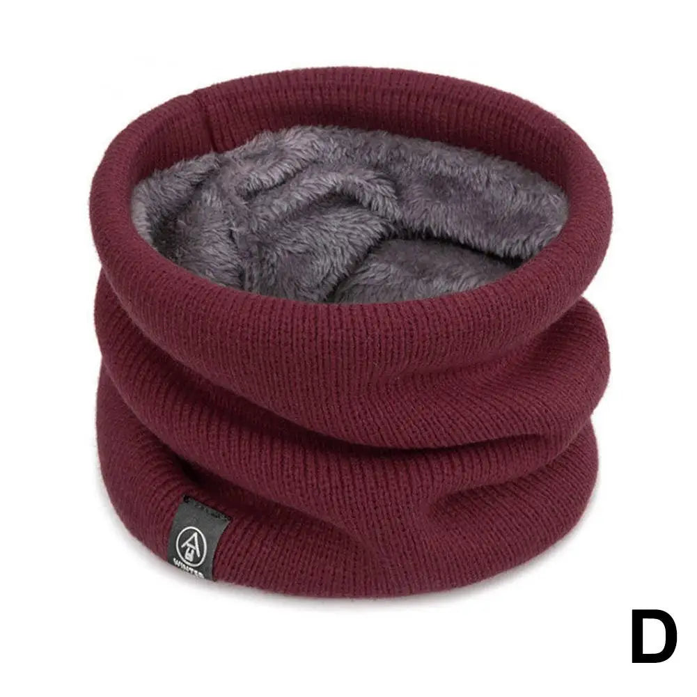 Fashion Women Knitted Scarf Solid Cashmer Like Winter Snood Scarves Lady Warm Wool Fur Thick Unisex Men Neck Scarfs Ring Qme Red One size
