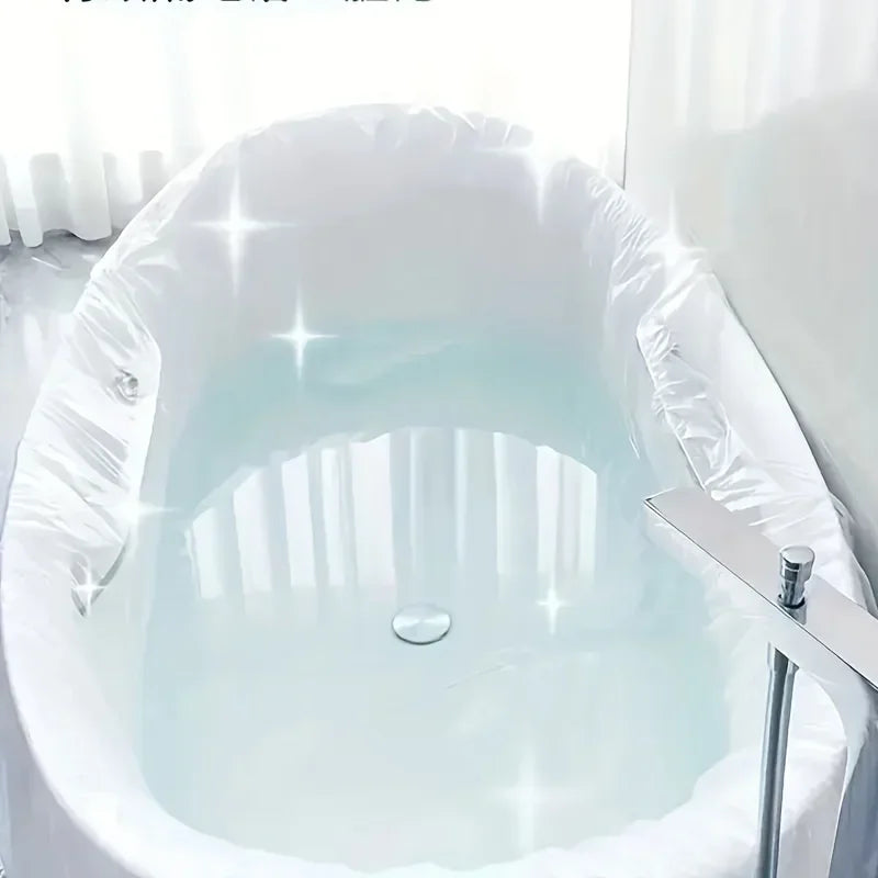 5 disposable portable bathtub covers lined with plastic bags for salon, home and hotel tubs Qme