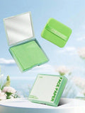 100 Sheets Bamboo Charcoal Oil Control Film Powder Puff Mirror Qme green