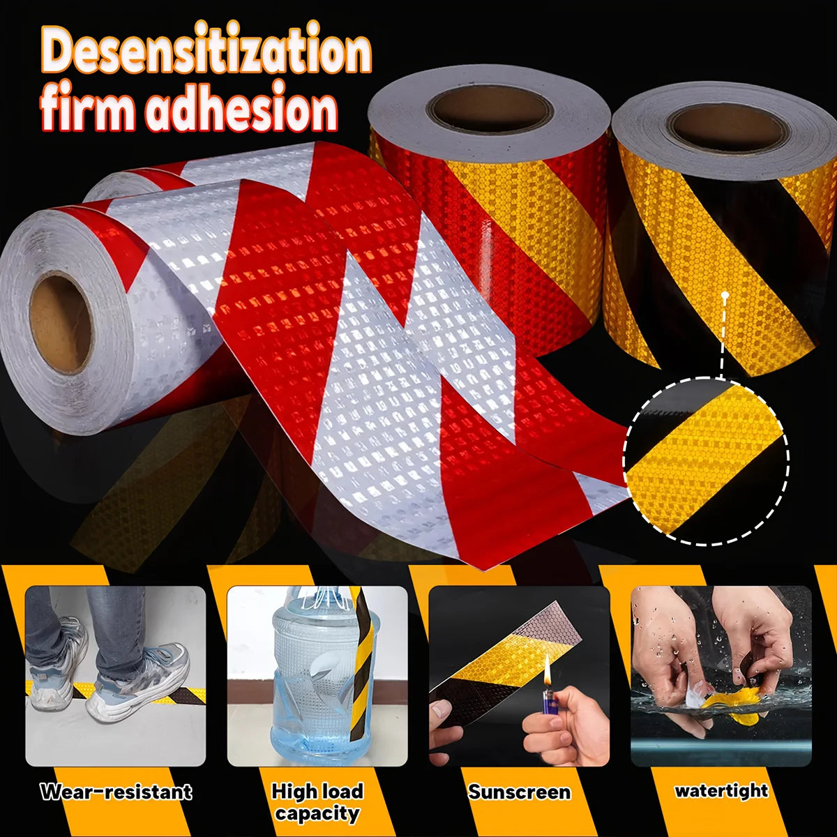 Twill ReflectiveTape High Visibility Self-Adhesive Safety Warning Sticker Conspicuity For Truck Qme
