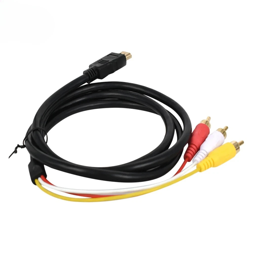 3pcs HDMI-compatible To 3 RCA Converter Cable AV To HDMI-compatible Adapter Cord Support 480P/720P/1080P Suitable For TV Box Qme