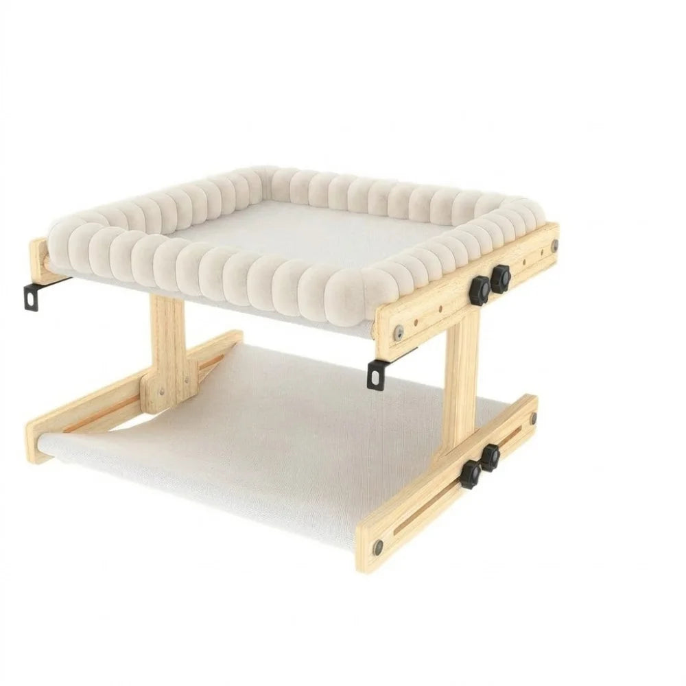 Easy To Assemble Adjustable Cat Window Perch Wooden Frame Detachable Cat Hammock Cushion Cat Window Bed Home Use Qme Double-Layer