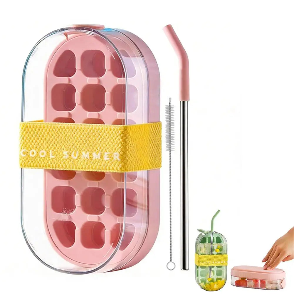 Ice Cube Bottle Outdoor Picnics Office Use Multifunctional Tray Easy Qme Pink