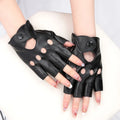 Unisex Punk Style Gloves Synthetic Leather Fingerless Gloves for Riding Driving Motorcycle Half Finger for Men Women Mittens Qme A3 One Size
