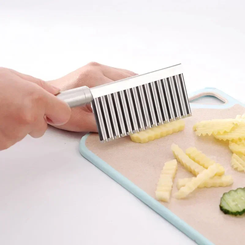 Stainless Steel Wave Potato Slicer Vegetable Cutter French Fries Qme
