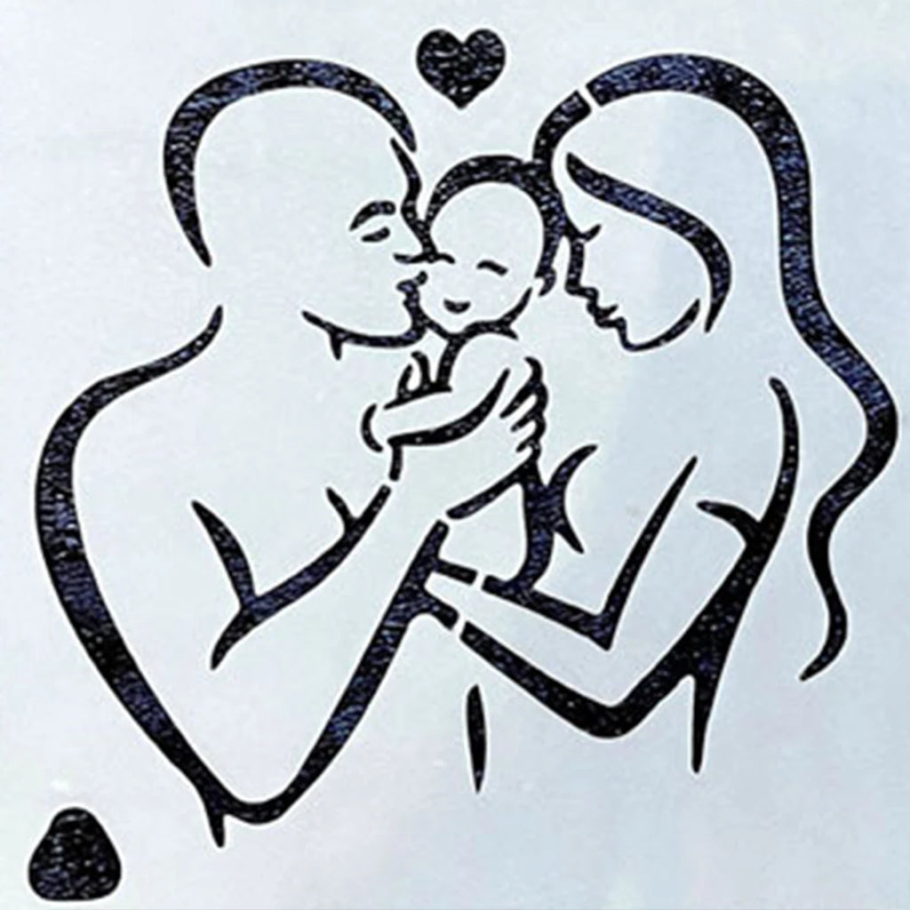 7 Pieces Mother's Day Stencil Template Painting Plastic Hollow Templates, for Cake Spraying model, Painting And Decor Plastic Qme