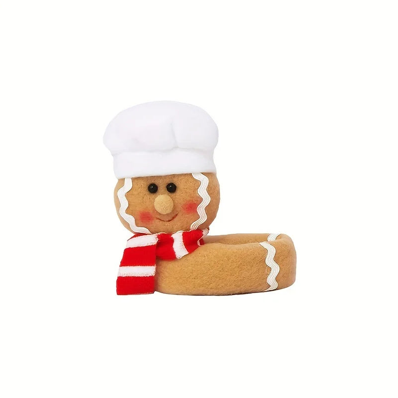 1 Pair Christmas Wine Glasses Flannel Gingerbread Dolls Window Qme