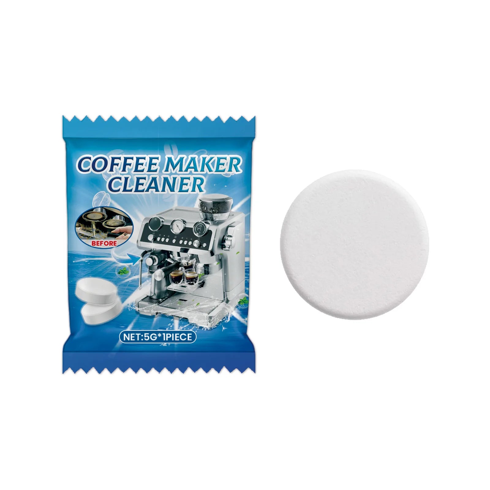 Coffee Machine Cleaning Tablets Effervescent Descaling Dirt Scale Removal Yellow Tea Dirt Stain Cleaner Tablet Descaling Agent Qme 5g in Bag