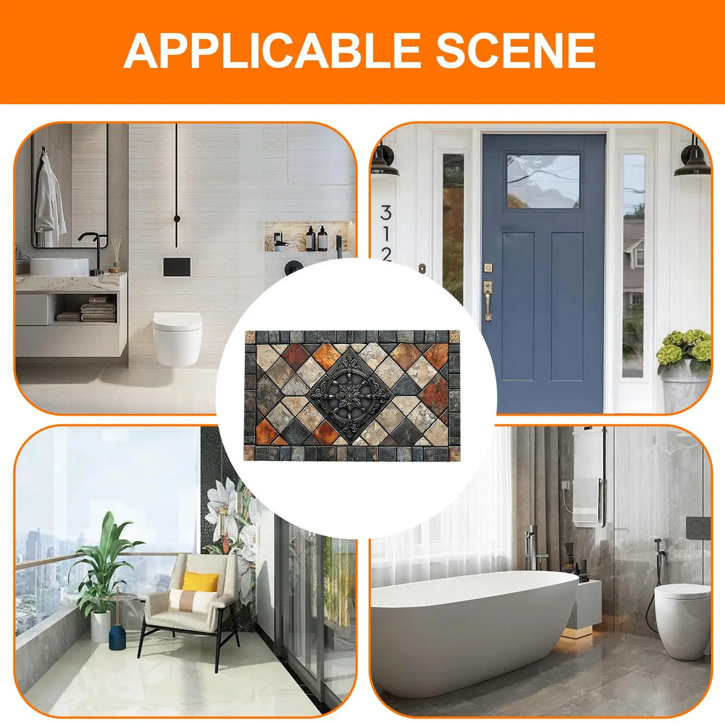 Retro Rug Anti-slip Doormat Kitchen 20x32 Inch Soft Square Home Decor Qme