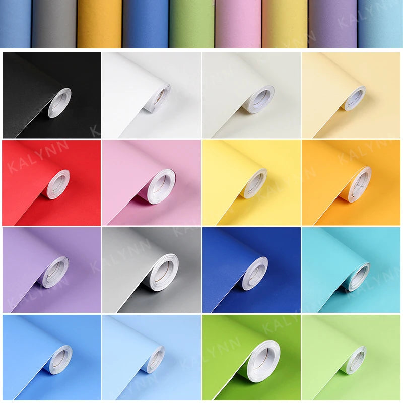 Solid Waterproof Wallpaper Room Self-adhesive Black White Wardrobe Qme