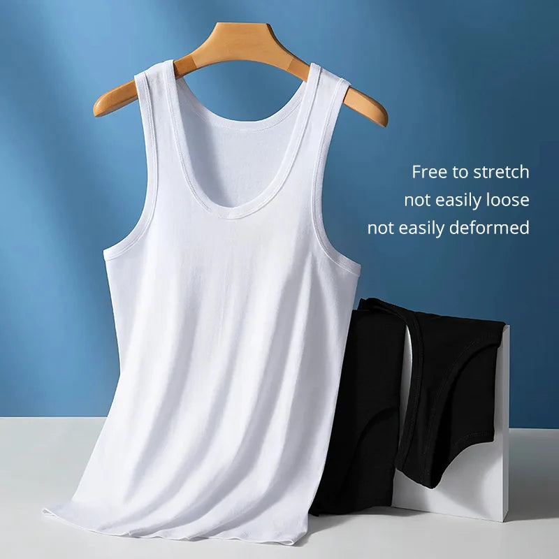 Men's Tight Vest Young Men's Comfortable Leisure Fitness Vest Middle-aged and Old Men's Joker Sleeveless Vest Qme