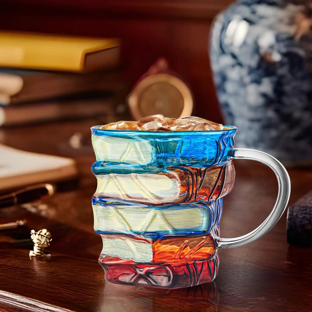 1pc Painted Book Mug Glass Book Mug Coffee Drinking Cups Funny Decor Vintage Drinkware Home Decor Desk Accessories Water Cup Qme