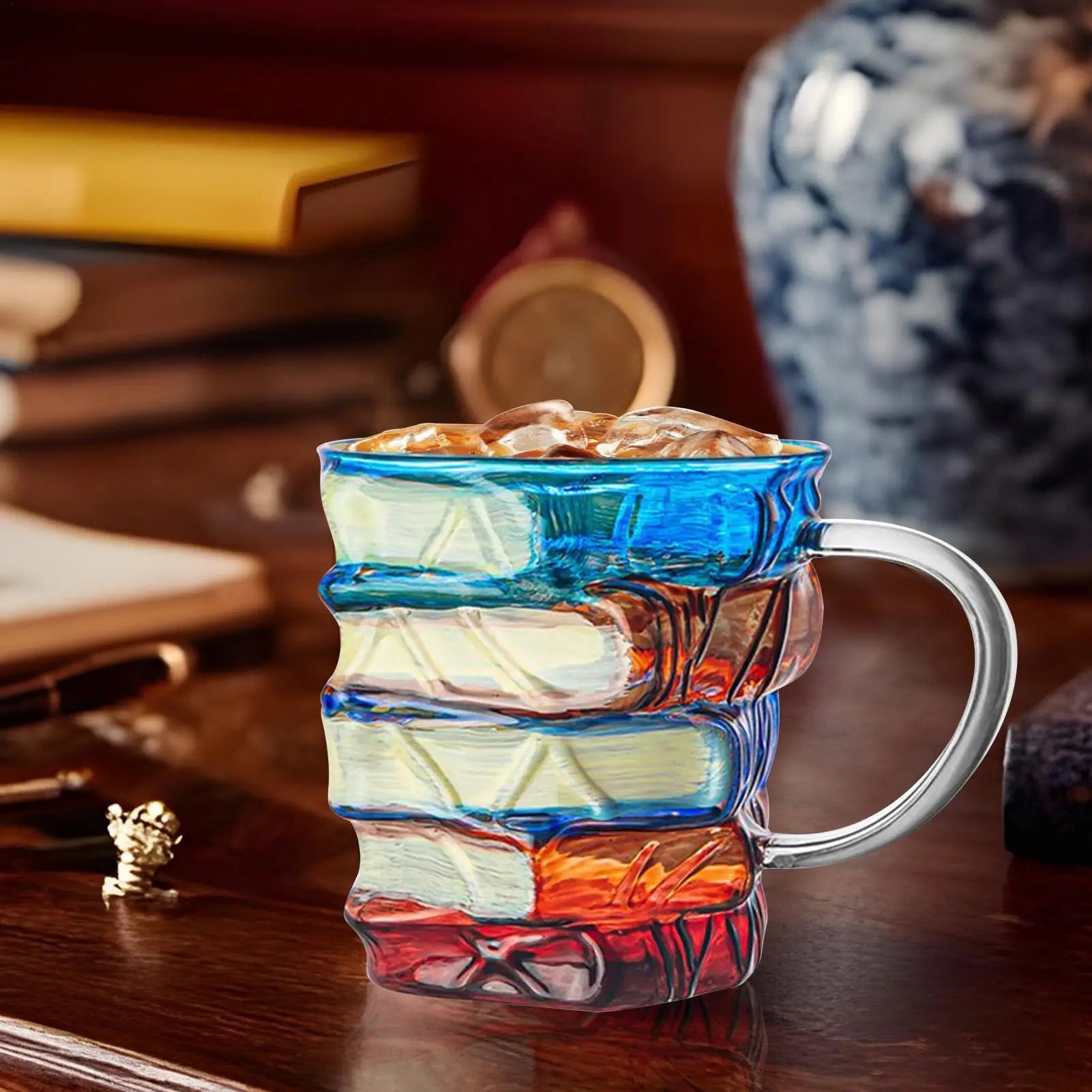 1pc Painted Book Mug Glass Book Mug Coffee Drinking Cups Funny Decor Vintage Drinkware Home Decor Desk Accessories Water Cup Qme