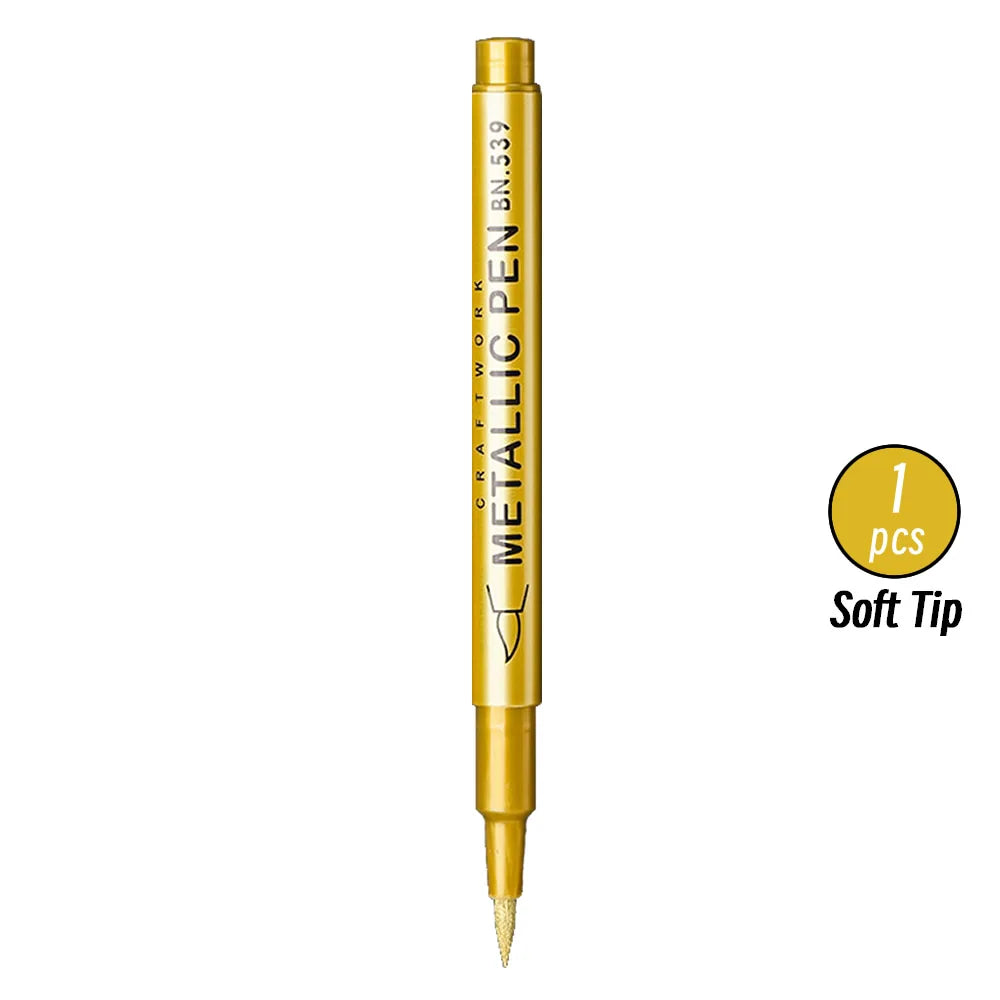 3pcs Brush Metallic Paint Marker Pens Gold Silver Color Permanent Art Marker For Manga Crafts Scrapbooking Stationery Supplies Qme 1p Soft Gold