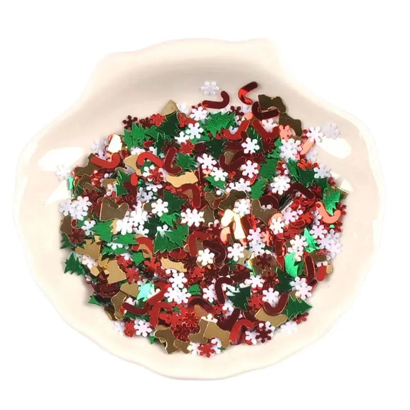 20g 4.5-7.5mm Mini Christmas Tree Sock Snowflakes Confetti Tinfoil PVC Sequins For Xmas Party Table Decoration New Year c3763 Qme