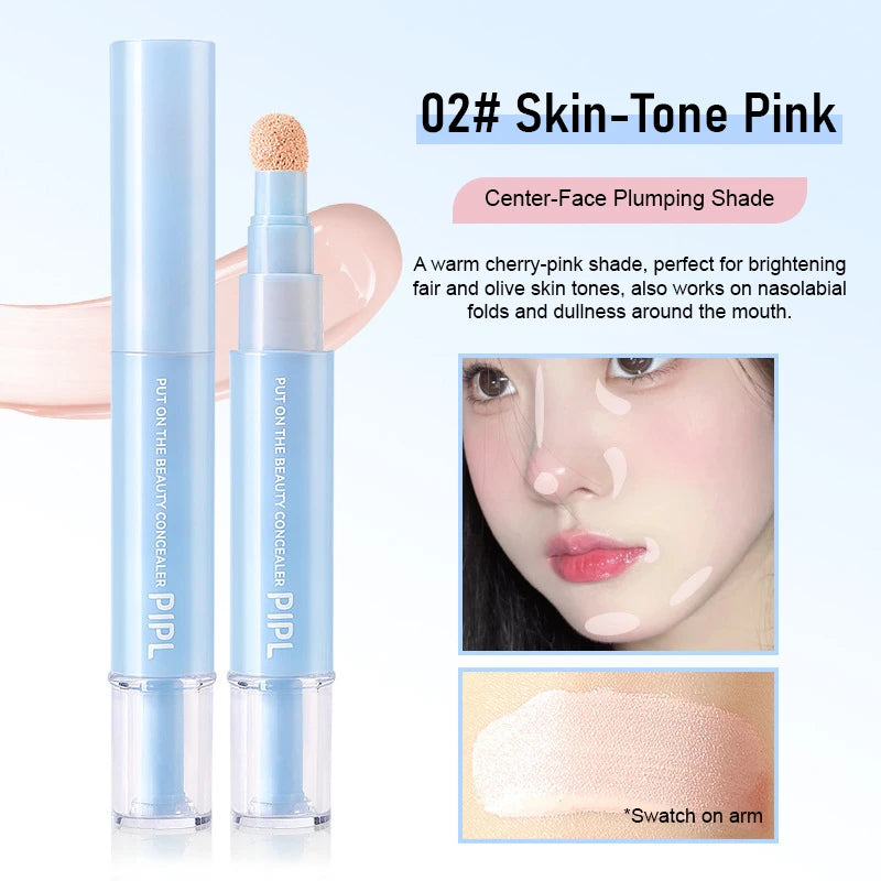 Sponge Head Liquid Concealer Stick Full Coverage Dark Circles Marks Qme 02Skin Pink