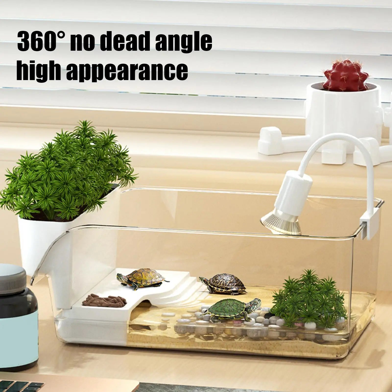 Small Turtle Tank Transparent Turtle Terrarium Small Tortoise Aquarium for Terrapin Home School Science Class Community Animal Qme