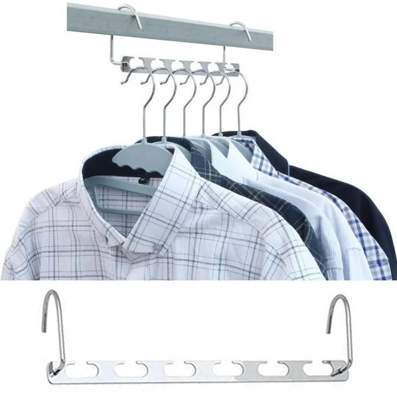 37cm Multifunctional Space Saving Metal Hangers with Hook 6 Hole Clothing Wardrobe Organizer Iron Clothes Coat Hanger 1pcs Qme 1Pcs