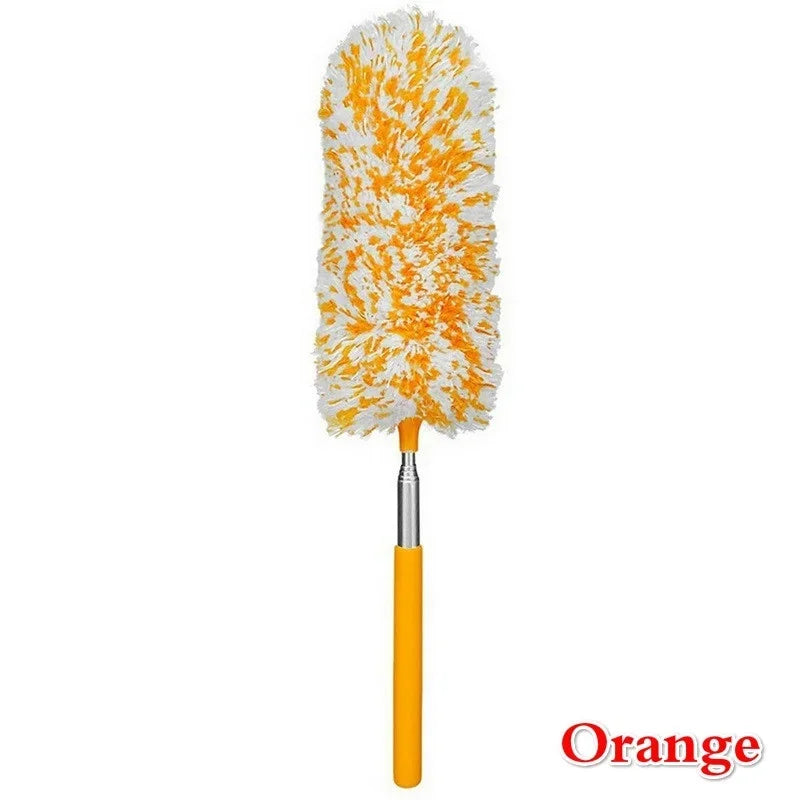 Telescopic Electrostatic Dust Cleaning Brush Extendable Microfiber Duster For Household Car Ceiling Fan Furniture Cleaning Tool Qme Orange