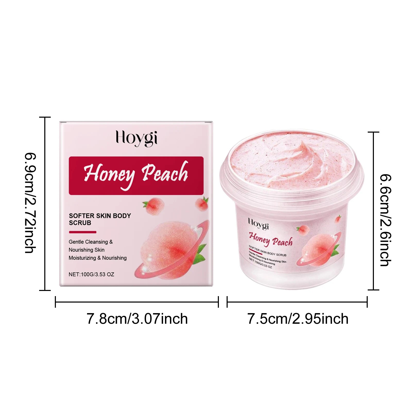 Honey Peach Softer Skin Body Scrub Gentle Exfoliating Cleanser Brightening Deep Cleaning Moisturizing Shiny Smooth Body Scrub Qme 100g boxed