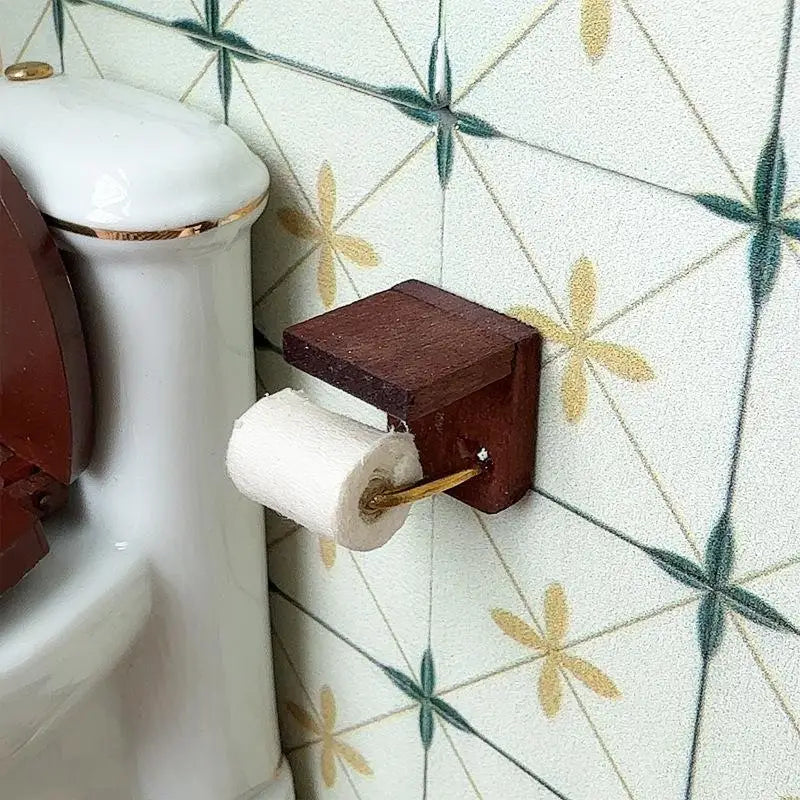 1 12 Dollhouse Miniature Furniture Paper Towel Holder Toilet Model Qme