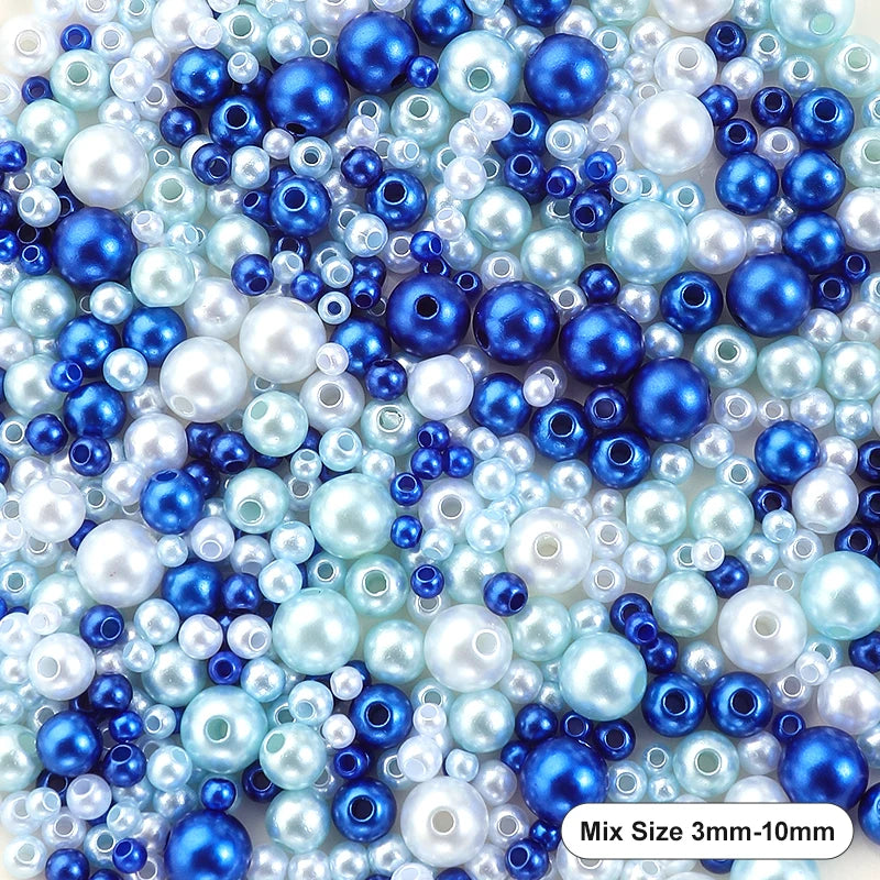 Mixed Size Acrylic Pearl Beads Round Tiny Craft Beads Loose Pearls for Jewelry Making DIY Craft Necklaces Bracelets 30g/pack Qme 12