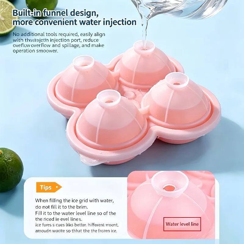 4 Large Ice Hockey Silicone Molds, Easy To Release Ice Cube Trays Whiskey Cocktail Juice Party Ice Making Tools Qme