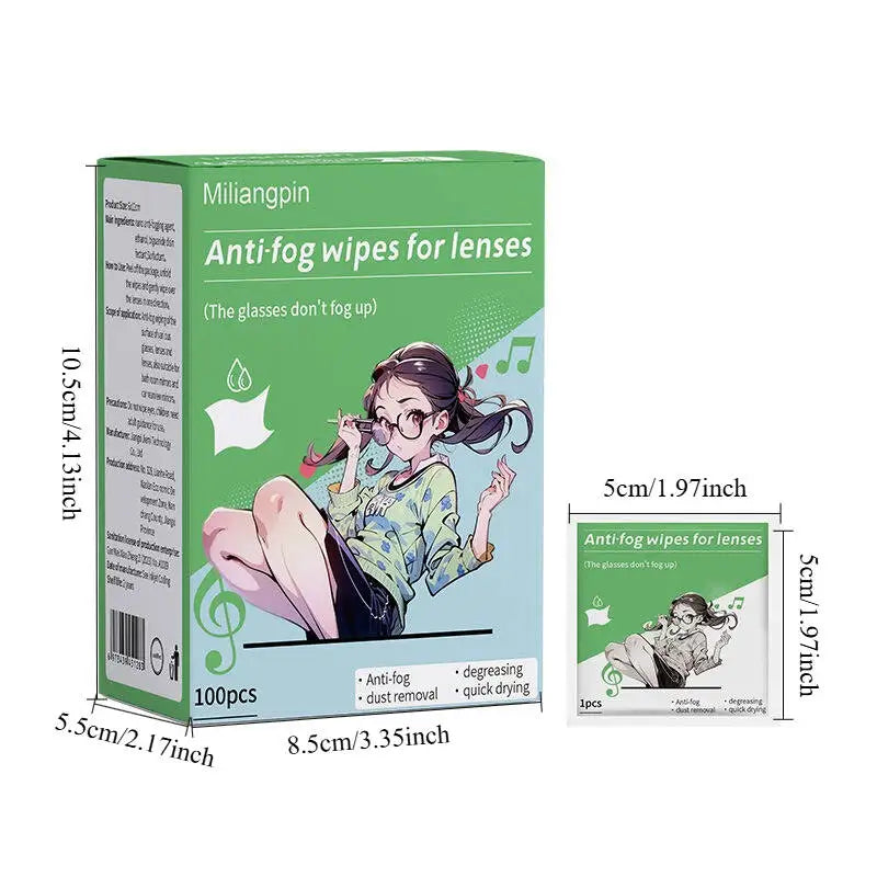 The eyeglass defogging wet wipes quickly dissolve water vapor and effectively block fog, making the lenses clear and not blurry Qme