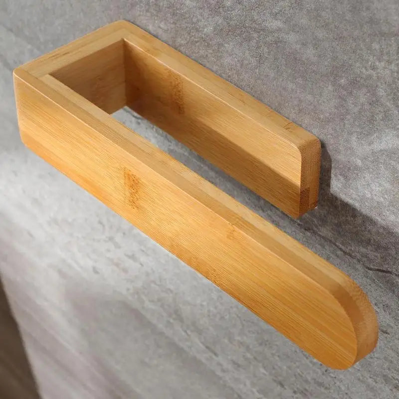 No Drill Shelf Home Kitchen Toilet Storage Bamboo Wooden Towel Rack Qme