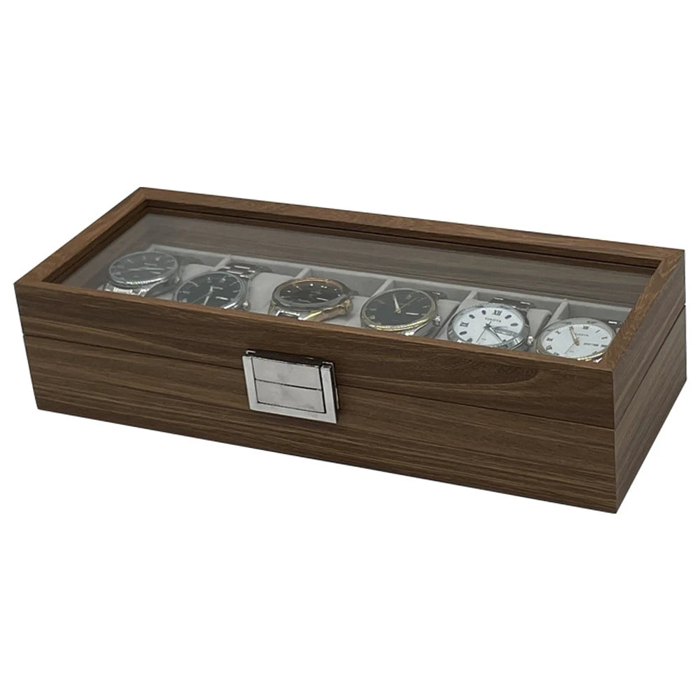 Organizer Box Black Walnut Pattern Wooden 6-Digit Watch Storage Display Box Wooden Watch Packaging Box Qme