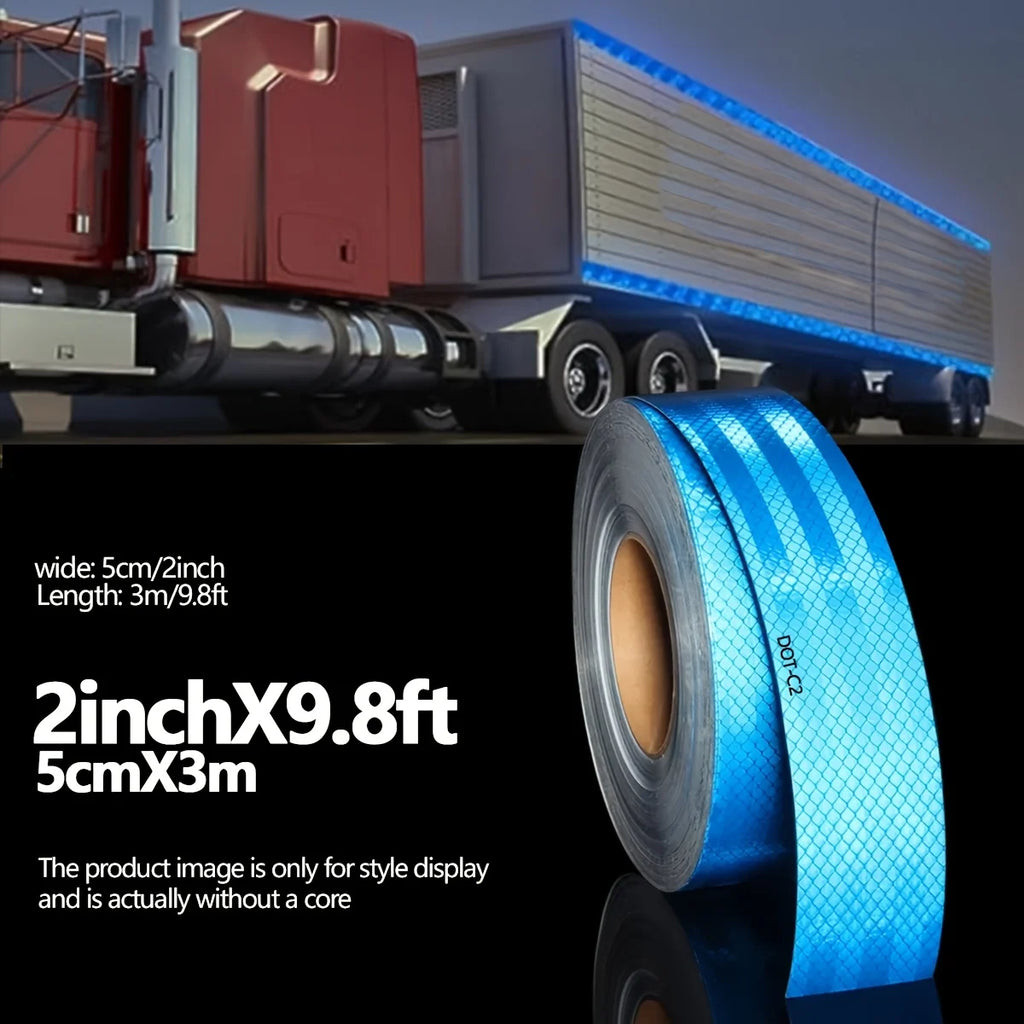 European Standard DOT blue reflective tape, warning safety stickers, floor installation, waterproof, adhesive, for truck, road Qme Length 3m 5cm