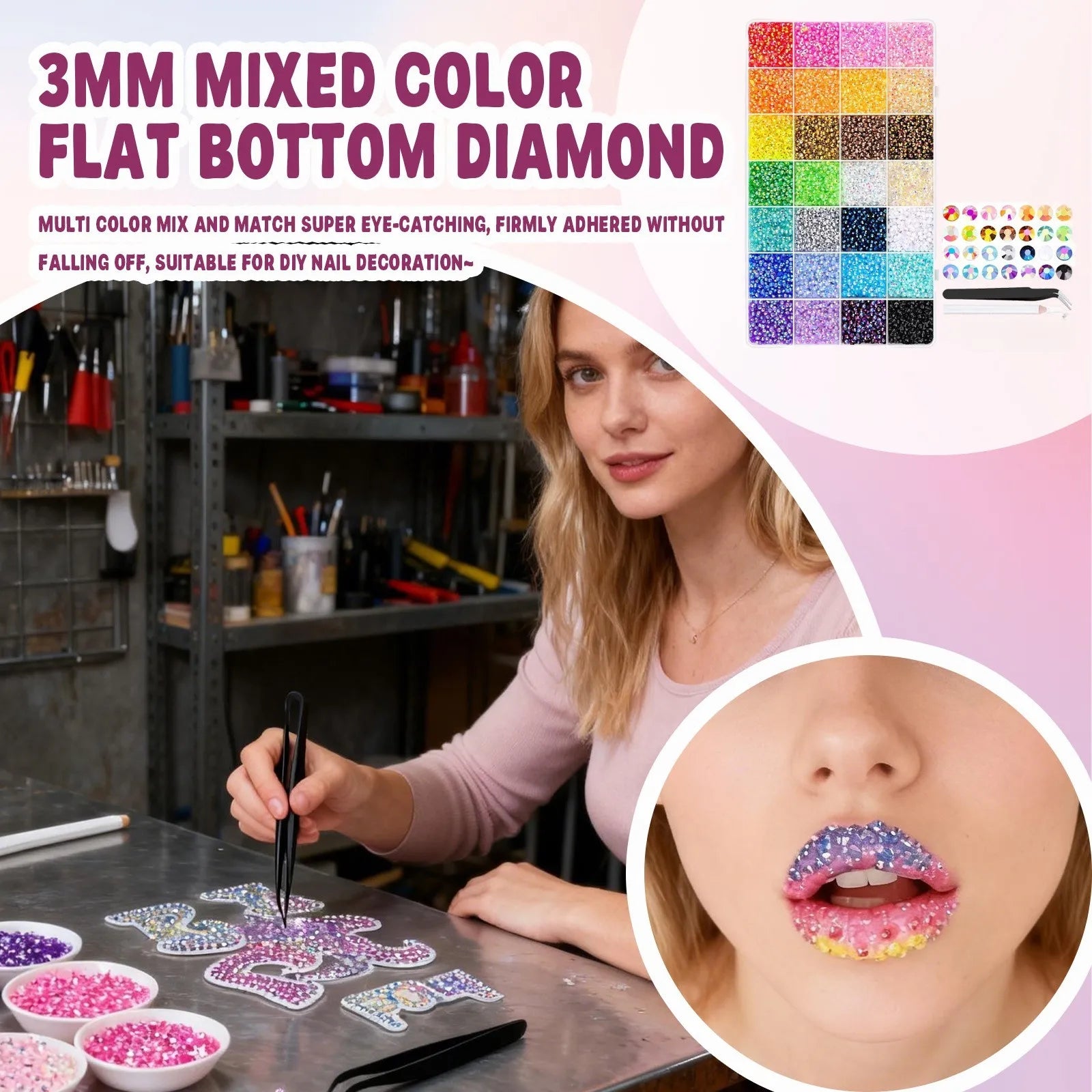 30000Pcs Mini Resin Multicolor Rhinestones with Tweezers Multipropose Handmade DIY Decorative Supplies for Clothes and Nail Qme