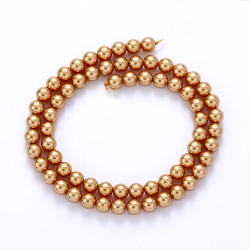 6mm Round Glass Pearl Beads Glass Round Tiny Craft Loose Spacer Beads for DIY Craft Necklaces Bracelets Jewelry Making Qme Color 15 6mm-70pcs