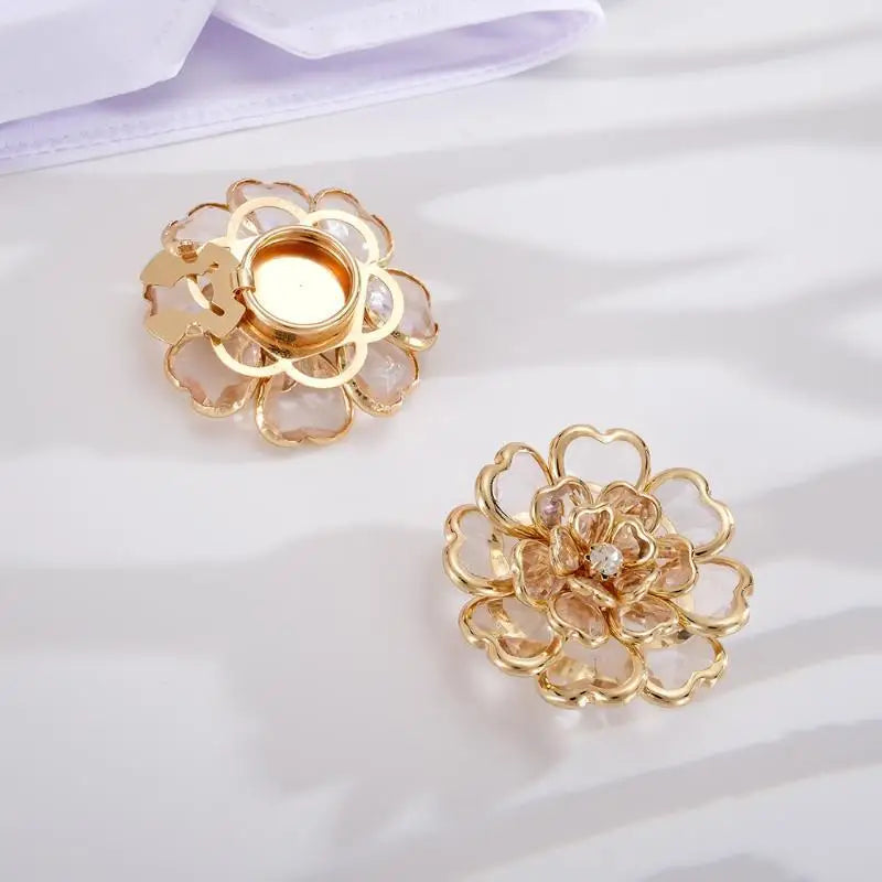 Rhinestone Flower Button Covers Easy Use Fashion Clothing Decor Qme A5