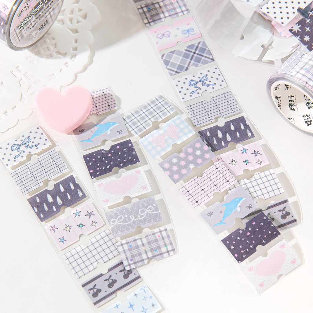 1Roll Pastel Glitter Synthetic Paper Masking Tape Scrapbook Washi Tape DIY Stationery Journaling Supplie Notebook Decoration Qme