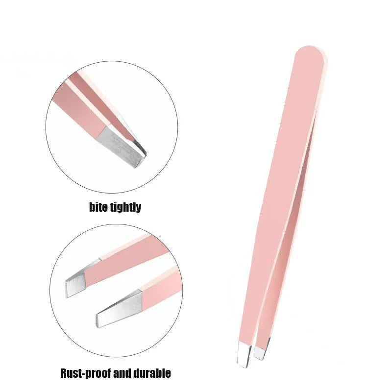 Private Label Eyebrow Tweezers Rose Gold Pincet Clips Stainless Steel Qme