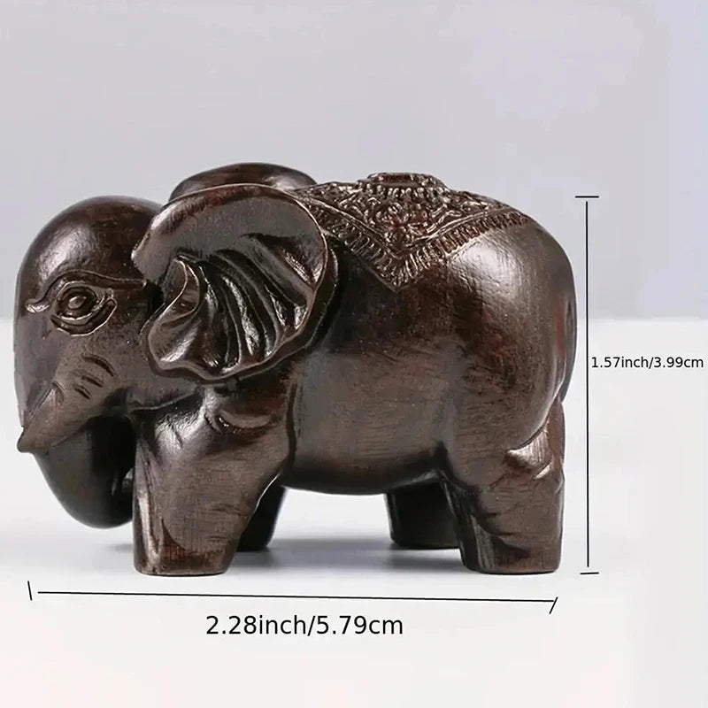 Luxury Elephant Figurine Wooden Ornaments Crafts Retro Home Feng Shui Qme 1PC
