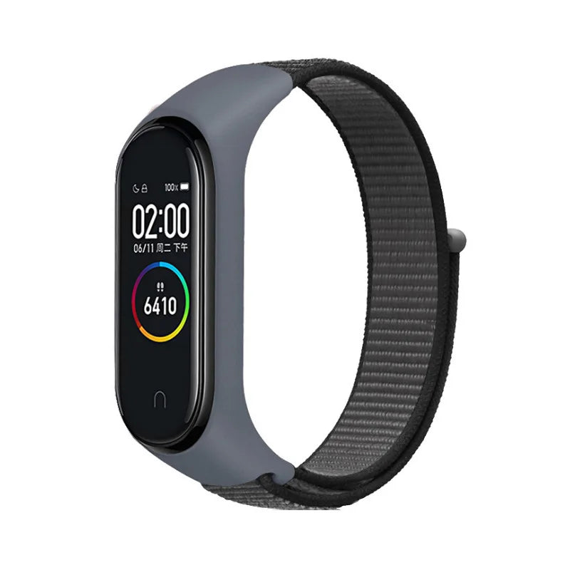 A Durable Nylon Loop Watch Strap with Freely Adjustable Velcro for Xiaomi Mi Band Fashionable Replacement Wrist Band Accessory Qme