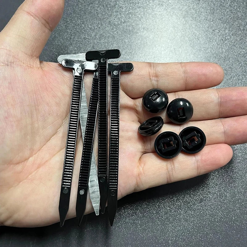 1000/20x Cable Ties Buckle Nylon Auto Fastener Screw Replaceable Car Fenders Trunk Engine Guard Panel Wire Clips Management Tool Qme