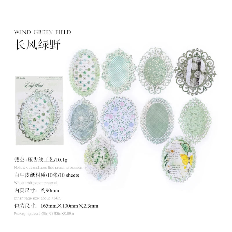 10 pcs Large size Hollow lace material paper DIY Scrapbooking Diary Album Creativity handmade Decorative Junk Journal Supplies Qme F6