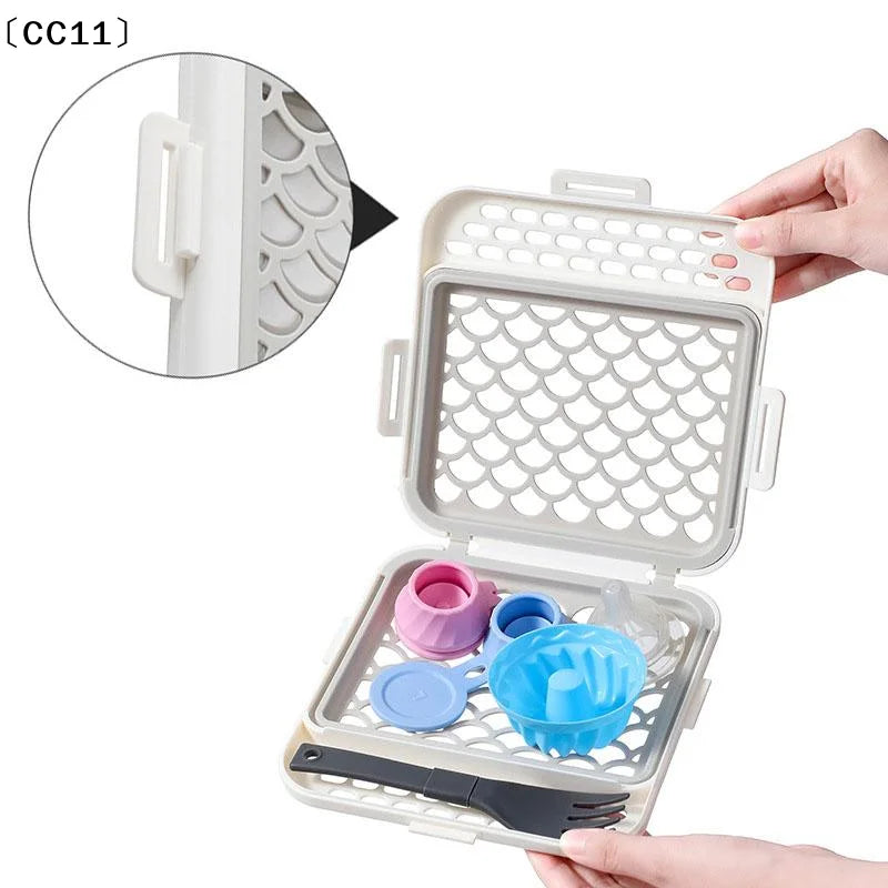 Silicone Mesh Box Dishwasher Cutlery Basket Bottle Parts Storage Qme