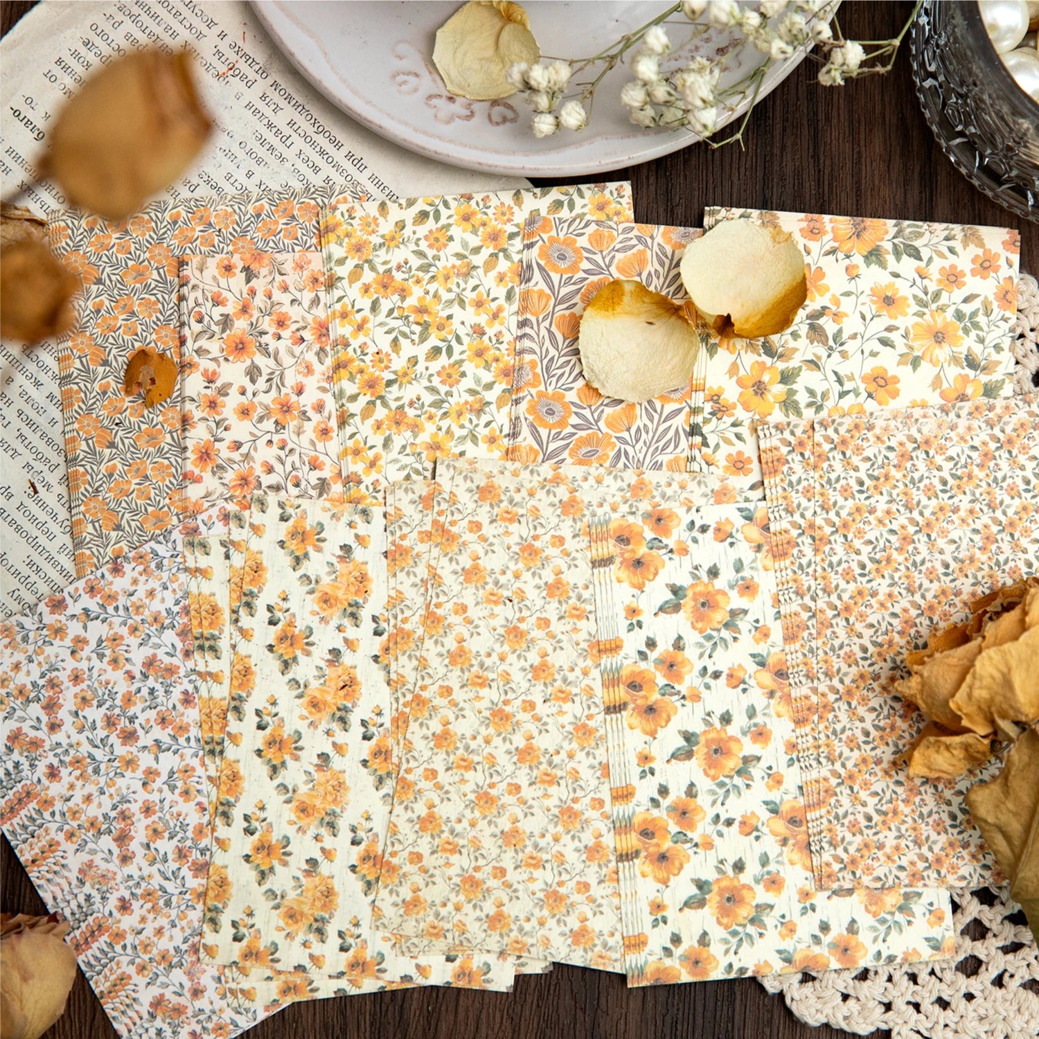 40 pcs Gauze Background Decor Scrapbook Vintage Materials Paper Combo Kit DIY Junk Journal Collage Photo Album Retro Stationery Qme