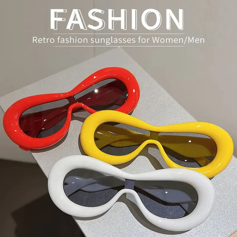 New Oval Sunglasses for Men Women Fashion Retro Brand Design Shades Eyewear Female Candy Color Goggle Sun Glasses Qme