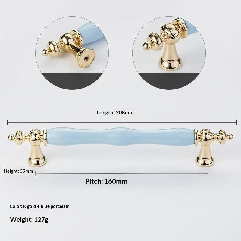 Modern Colored Ceramic Furniture Handle Golden Wardrobe Cabinet