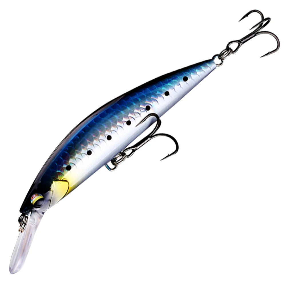 11cm Fishing Lures 29g Long Cast Minnow Hard Bait Double Hook Lifelike 3D Fishing Eyes Swimbait for Saltwater Freshwater Fishing Qme A