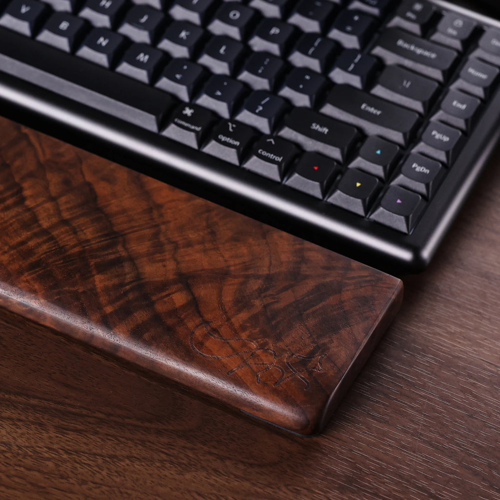 Chosfox 75 layout Black Walnut Wood Palm Wrist Rest Walnut Solid Pad Wrist Support Anti-Slip Base Mechanical Keyboard Wrist Rest Qme