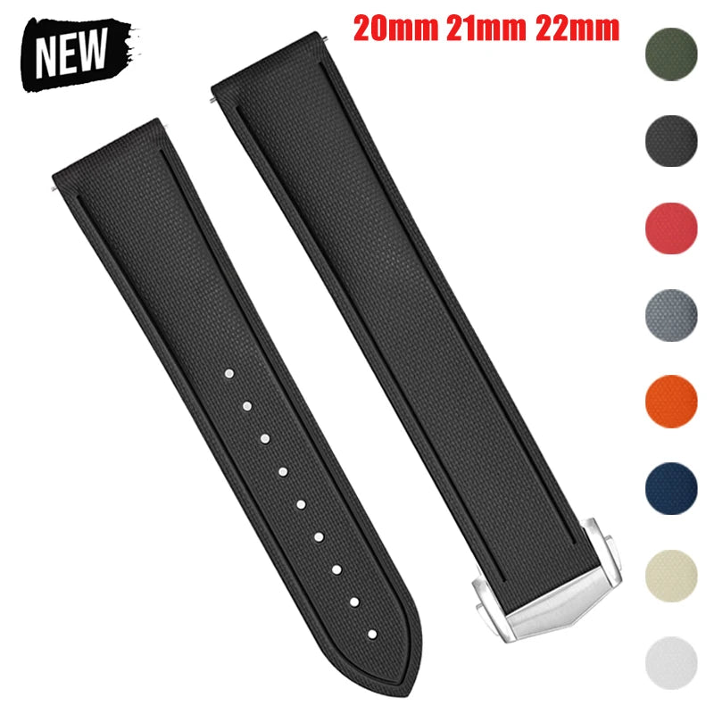 Fluoro Rubber Strap for Omega Seamaster 20mm 21mm 22mm FKM Quick Release Universal Watch Band Accessories for Rolex for Tudor Qme