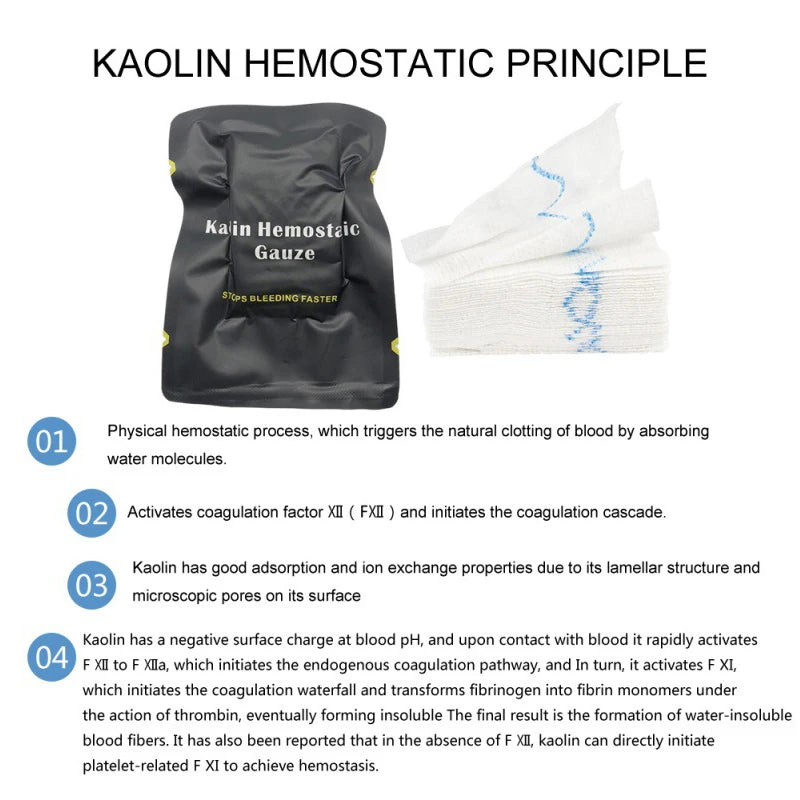 Hemostatic Kaolin Gauze Combat Emergency Trauma Z-fold Dissolvable Qme